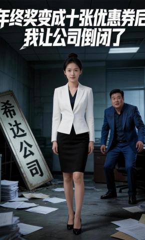 短剧《年终奖变成十张优惠券后，我让公司倒闭了》海报