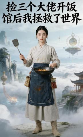 短剧《捡三个大佬开饭馆后我拯救了世界》海报