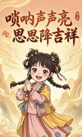 短剧《唢呐声声亮，思思降吉祥》海报