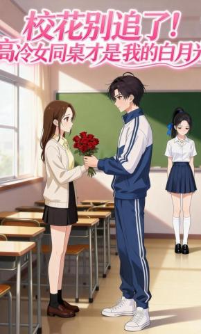 短剧《校花别追了，高冷女同桌才是我的白月光！》海报