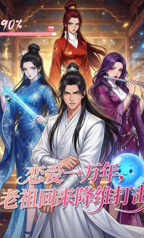 短剧《恋爱一万年，老祖回来降维打击》海报