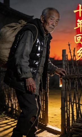 短剧《十年回乡》海报