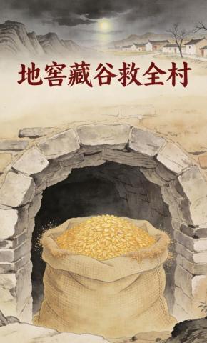 短剧《地窖藏谷救全村》海报