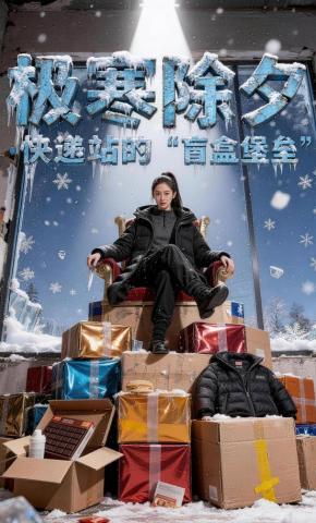 短剧《极寒除夕：快递站的“盲盒堡垒”》海报