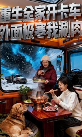 短剧《重生全家开卡车，外面极寒我涮肉》海报