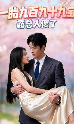 短剧《一胎九百九十九宝，霸总人傻了》海报