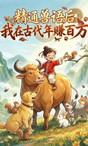 短剧《精通兽语后，我在古代年赚百万》海报