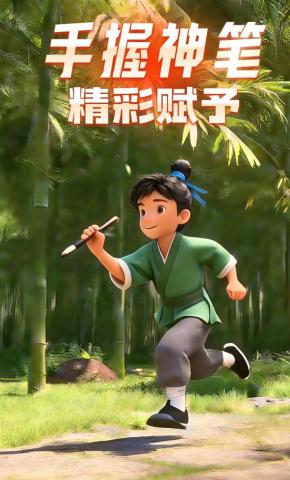 短剧《手握神笔精彩赋予》海报