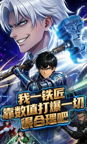 短剧《我一铁匠，靠数值打爆一切很合理吧？》海报