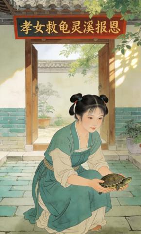 短剧《孝女救龟，灵溪报恩》海报