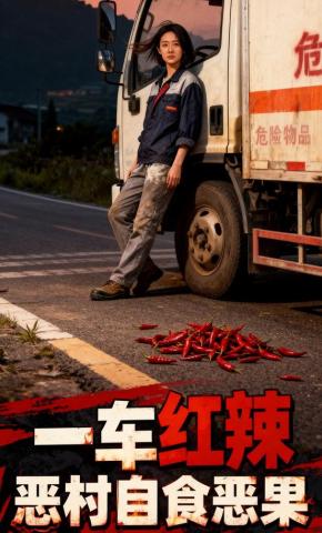 短剧《一车红辣，恶村自食恶果》海报