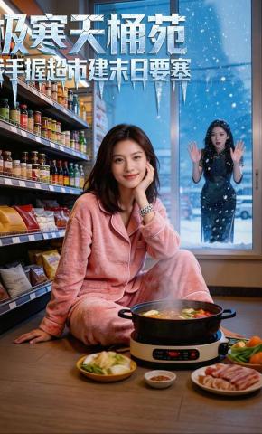 短剧《极寒天桶苑，我手握超市建末日要塞》海报