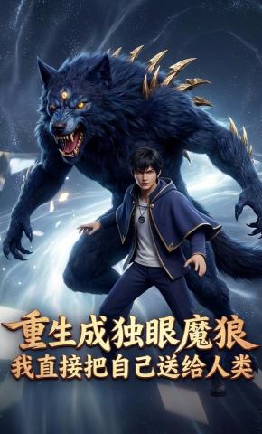 短剧《重生成独眼魔狼，我直接把自己送给人类》海报