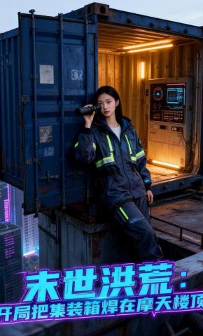 短剧《末世洪荒：开局把集装箱焊在摩天楼顶》海报