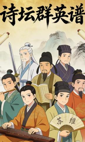 短剧《诗坛群英谱》海报