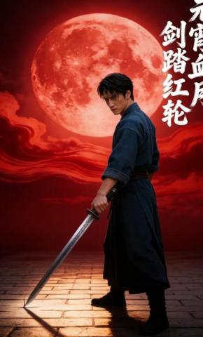 短剧《元宵血月剑踏红轮》海报