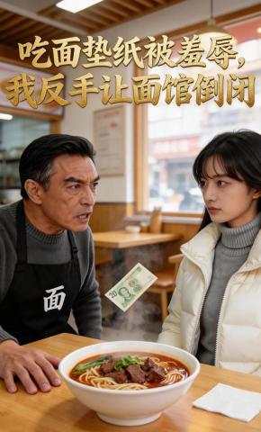 短剧《吃面垫纸被羞辱，我反手让面馆倒闭》海报
