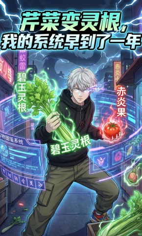 短剧《芹菜变灵根，我的系统早到了一年》海报