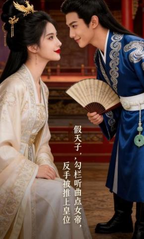 短剧《假天子：勾栏听曲点女帝，反手被推上皇位》海报