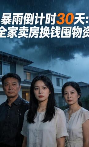短剧《暴雨倒计时30天：全家卖房换钱囤物资》海报