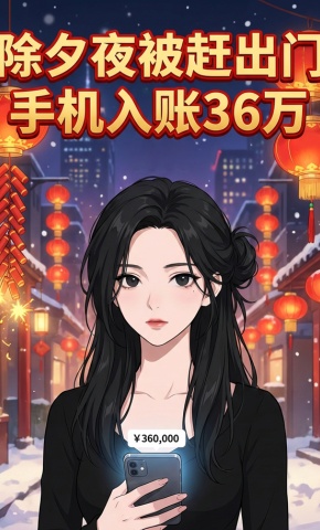 短剧《除夕夜被赶出门，手机入账36万》海报