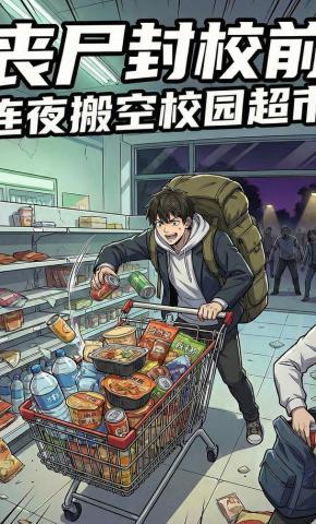 短剧《丧尸封校前连夜搬空校园超市》海报