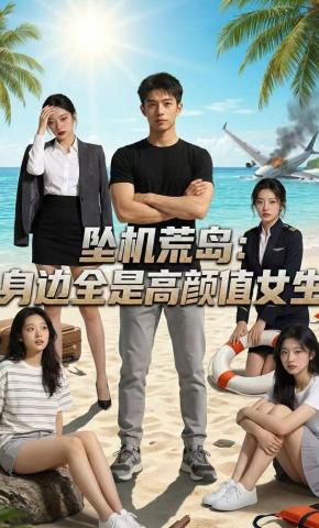 短剧《坠机荒岛：身边全是高颜值女生》海报