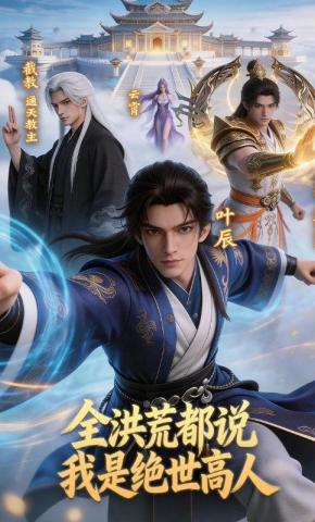 短剧《全洪荒都说我是绝世高人》海报