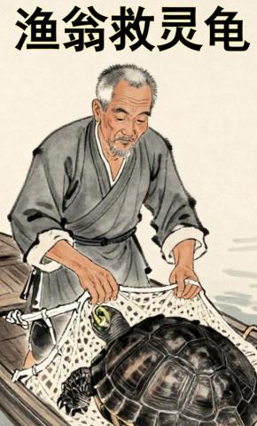 短剧《渔翁救灵龟》海报