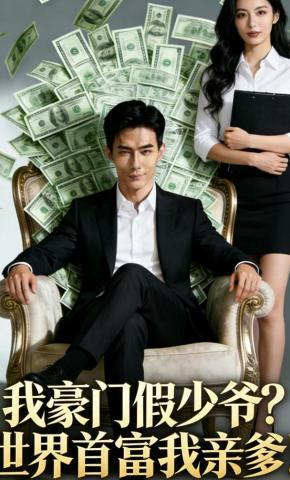 短剧《我豪门假少爷？世界首富我亲爹！》海报