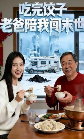短剧《吃完饺子，老爸陪我闯末世》海报