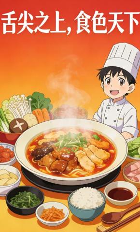 短剧《舌尖之上，食色天下》海报