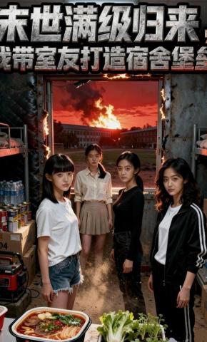 短剧《末世满级归来，我带室友打造宿舍堡垒》海报