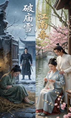 短剧《破庙雪，江南春》海报