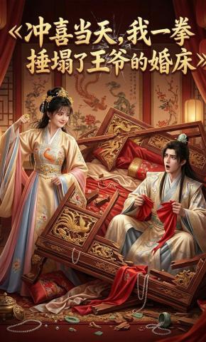 短剧《冲喜当天，我一拳捶塌了王爷的婚床》海报