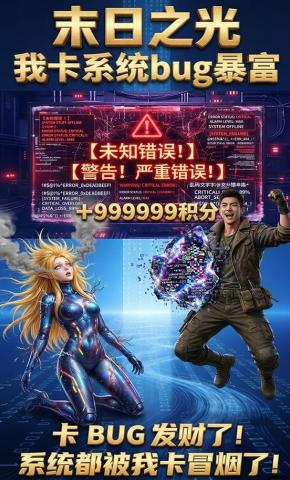 短剧《末日之光我卡系统bug暴富》海报