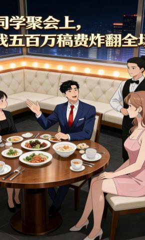 短剧《同学聚会上，我五百万稿费炸翻全场》海报
