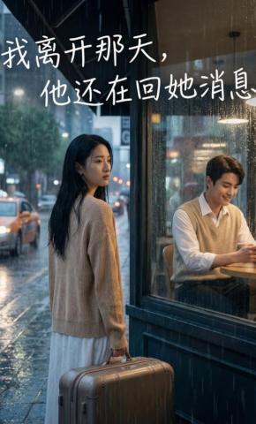 短剧《我离开那天，他还在回她消息》海报