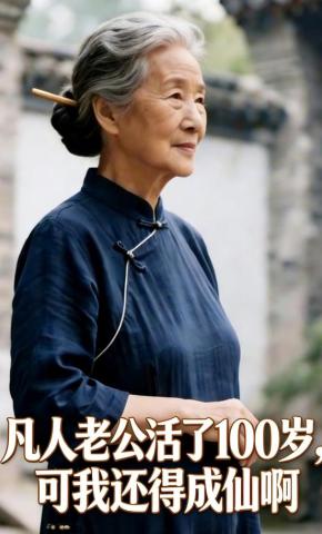 短剧《凡人老公活了100岁，可我还得成仙啊》海报