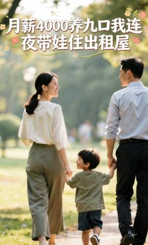 短剧《月薪4000养九口，我连夜带娃住出租屋》海报