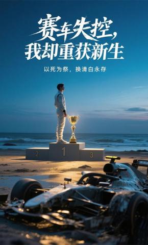 短剧《赛车失控，我却重获新生》海报