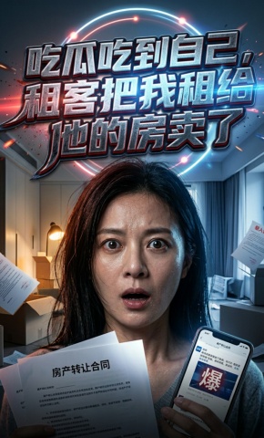 短剧《吃瓜吃到自己，租客把我租给他的房卖了》海报