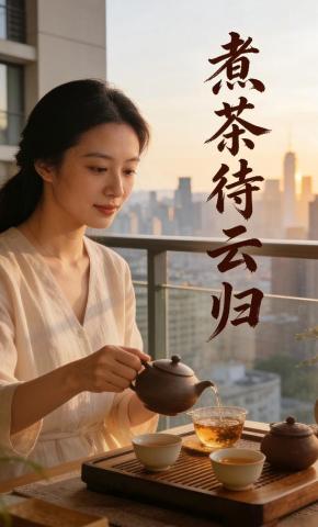 短剧《煮茶待云归》海报