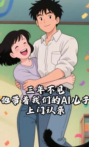 短剧《三年不见，他带着我们的AI儿子上门认亲》海报