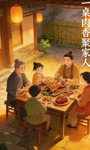 短剧《一桌肉香聚家人》海报