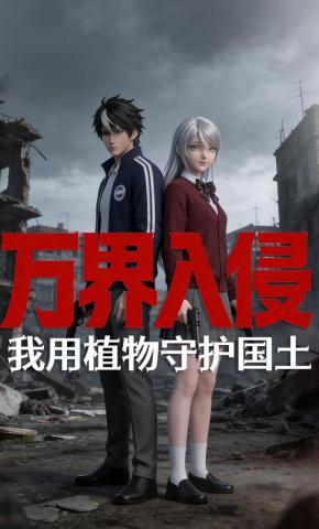 短剧《万界入侵，我用植物守护国土》海报