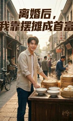 短剧《离婚后，我靠摆摊成首富》海报