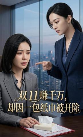 短剧《双11赚千万，却因一包纸巾被开除》海报
