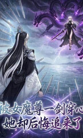 短剧《被女魔尊一剑穿心，她却后悔追来了》海报