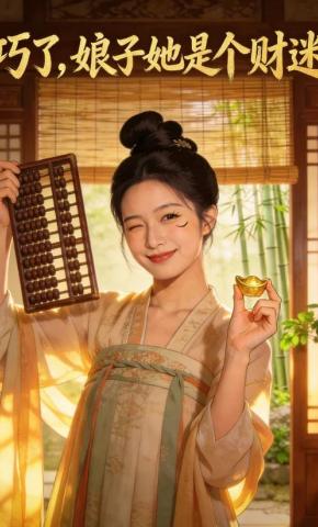 短剧《巧了，娘子她是个财迷》海报